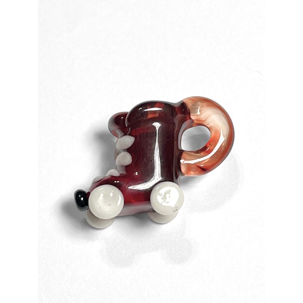 Vintage Lampwork Glass Pendant Roller Skate Brown White Handmade Art Unique Cute